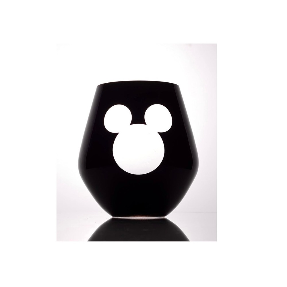 JoyJolt Disney Mickey Mouse Stemless Wine Glasses Set of 2 Black White 20oz NEW - Picture 2 of 5
